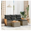 Image de Salon de jardin modulable resine tressee gris 4 personnes 62 x 55 x 69 cm 5 pieces