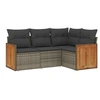 Image de Salon de jardin 4 pcs avec coussins gris résine tressée 3260016