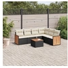 Image de Salon de Jardin avec Coussins 7 pcs, Canapés de Terrasse, Ensemble de Meubles de Patio, Mobilier d'Extérieur, Noir 3260089