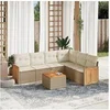 Image de Salon de jardin modulable 7 pieces beige rotin 62 x 62 x 69 cm 6 personnes