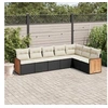 Image de Salon de Jardin avec Coussins 7 pcs, Canapés de Terrasse, Ensemble de Meubles de Patio, Mobilier d'Extérieur, Noir 3260110