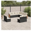 Image de Salon de Jardin avec Coussins 11 pcs, Canapés de Patio, Ensemble de Meubles, Mobilier de Terrasse Extérieur, Noir 3260166