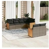 Image de Salon de jardin modulable resine tressee 7 pieces 7 personnes 62 x 62 x 69 gris