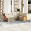 Image de Salon de jardin modulable resine tressee 7 personnes beige 62 x 62 x 69 cm 7 pieces