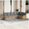 Image de Salon de Jardin avec Coussins 8 pcs, Canapés de Patio, Ensemble de Meubles, Mobilier de Terrasse Extérieur, Beige 3260330
