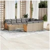 Image de Salon de Jardin avec Coussins 11 pcs, Canapés de Patio, Ensemble de Meubles, Mobilier de Terrasse Extérieur, Beige 3260449