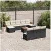 Image de Salon de jardin modulable noir 10 personnes 11 pieces 62 x 55 x 69 cm resine tressee