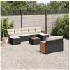 Image de Salon de jardin modulable noir 9 personnes rotin 62 x 55 x 69 cm 10 pieces