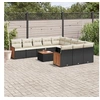 Image de Salon de Jardin avec Coussins 12 pcs, Canapés de Patio, Ensemble de Meubles, Mobilier de Terrasse Extérieur, Noir 3260516