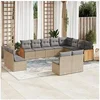 Image de Salon de Jardin avec Coussins 12 pcs, Canapés de Patio, Ensemble de Meubles, Mobilier de Terrasse Extérieur, Beige 3260554