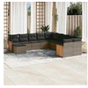 Image de Salon de Jardin avec Coussins 10 pcs, Canapés de Terrasse, Ensemble de Meubles de Patio, Mobilier d'Extérieur, Beige 3255445