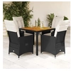 Image de Ensemble à manger de jardin coussins 5pcs Noir Résine tressée, ensemble de salle à manger d'extérieur, meuble de 3276680