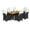 Image de Ensemble à manger de jardin coussins 7 pcs noir résine tressée 3276688