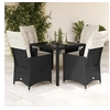 Image de Ensemble à manger de jardin coussins 5pcs Noir Résine tressée, ensemble de salle à manger d'extérieur, meuble de 3276692