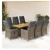 Image de Salon de jardin rotin gris 9 pieces 190 x 80 x 75 cm