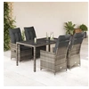 Image de Salon de jardin gris rotin 5 pieces 150 x 90 x 75 cm