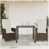 Image de Ensemble de bistro 3 pcs avec coussins marron résine tressée, ensemble de bistro de jardin, ensemble de balcon, 3276767