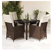Image de Ensemble à manger de jardin 5 pcs et coussins marron poly rotin, ensemble de salle à manger d'extérieur, meuble de 3276768
