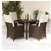 Image de Ensemble à manger de jardin 5 pcs et coussins marron poly rotin, ensemble de salle à manger d'extérieur, meuble de 3276769