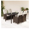 Image de Ensemble à manger de jardin 5 pcs et coussins marron poly rotin, ensemble de salle à manger d'extérieur, meuble de 3276770