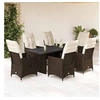 Image de Ensemble à manger de jardin et coussins 7 pcs marron rotin 3276776