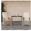 Image de Ensemble de bistro 3 pcs avec coussins beige résine tressée, ensemble de bistro de jardin, ensemble de balcon, 3276799