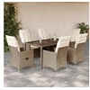 Image de Ensemble à manger de jardin et coussins 7 pcs beige poly rotin, ensemble de salle à manger d'extérieur 3276803