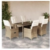 Image de Salon de jardin rotin beige 7 pieces 150 x 90 x 75 cm