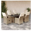 Image de Ensemble à manger de jardin et coussins 7 pcs beige poly rotin, ensemble de salle à manger d'extérieur 3276808