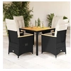 Image de Ensemble à manger de jardin coussins 5pcs Noir Résine tressée, ensemble de salle à manger d'extérieur, meuble de 3276833