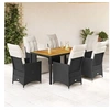 Image de Salon de jardin 6 personnes noir 7 pieces 150 x 90 x 75 cm rotin