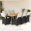 Image de Ensemble à manger de jardin 9pcs coussins noir résine tressée, ensemble de salle à manger d'extérieur 3276860