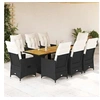 Image de Ensemble à manger de jardin 9pcs coussins noir résine tressée 3276862