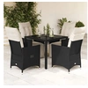 Image de Ensemble à manger de jardin coussins 5pcs Noir Résine tressée, ensemble de salle à manger d'extérieur, meuble de 3276864