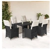 Image de Ensemble à manger de jardin coussins 7pcs Noir Résine tressée, ensemble de salle à manger d'extérieur 3276866