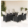 Image de Ensemble à manger de jardin coussins 7 pcs noir résine tressée, ensemble de salle à manger d'extérieur 3276869