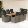 Image de Ensemble de bistro de jardin 9 pcs coussins gris poly rotin, ensemble de bistro de jardin, ensemble de balcon, 3276892