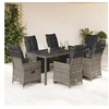 Image de Ensemble de bistro de jardin 7 pcs coussins gris poly rotin, ensemble de bistro de jardin, ensemble de balcon, 3276897