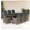 Image de Ensemble de bistro de jardin 9 pcs coussins gris poly rotin, ensemble de bistro de jardin, ensemble de balcon, 3276898