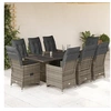 Image de Ensemble de bistro de jardin 9 pcs coussins gris poly rotin, ensemble de bistro de jardin, ensemble de balcon, 3276900