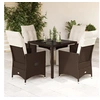 Image de Ensemble de bistro de jardin 5 pcs coussins marron poly rotin, ensemble de bistro de jardin, ensemble balcon, 3276916