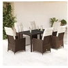Image de Ensemble de bistro de jardin 7 pcs coussins marron poly rotin, ensemble de bistro de jardin, ensemble de balcon, 3276918