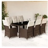 Image de Ensemble de bistro de jardin 9 pcs coussins marron poly rotin, ensemble de bistro de jardin, ensemble de balcon, 3276920