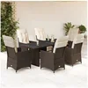 Image de Salon de jardin - Lot de 7 pièces - 7 personnes - Résine tressée marron - Table fixe