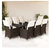 Image de Ensemble de bistro de jardin 9 pcs coussins marron poly rotin 3276922