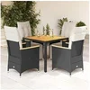 Image de Ensemble de bistro de jardin 5 pcs coussins noir poly rotin, ensemble de bistro de jardin, ensemble balcon, ensemble 3276960