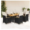 Image de Ensemble de bistro de jardin 7 pcs coussins noir poly rotin 3276965