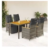 Image de 5-delige Bistroset met kussens poly rattan grijs3276969