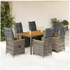 Image de 7-delige Bistroset met kussens poly rattan grijs3276970