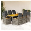Image de Ensemble de bistro de jardin 9 pcs coussins gris poly rotin, ensemble de bistro de jardin, ensemble de balcon, 3276972